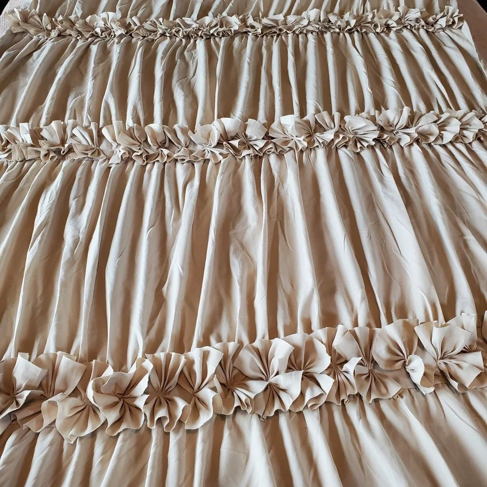 Homechoice Decor Thermal Blackout Ruffle Curtains Beige 2 Panels Lined 54x84